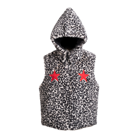 LEOPARD PUFFER JACKET - GRAY