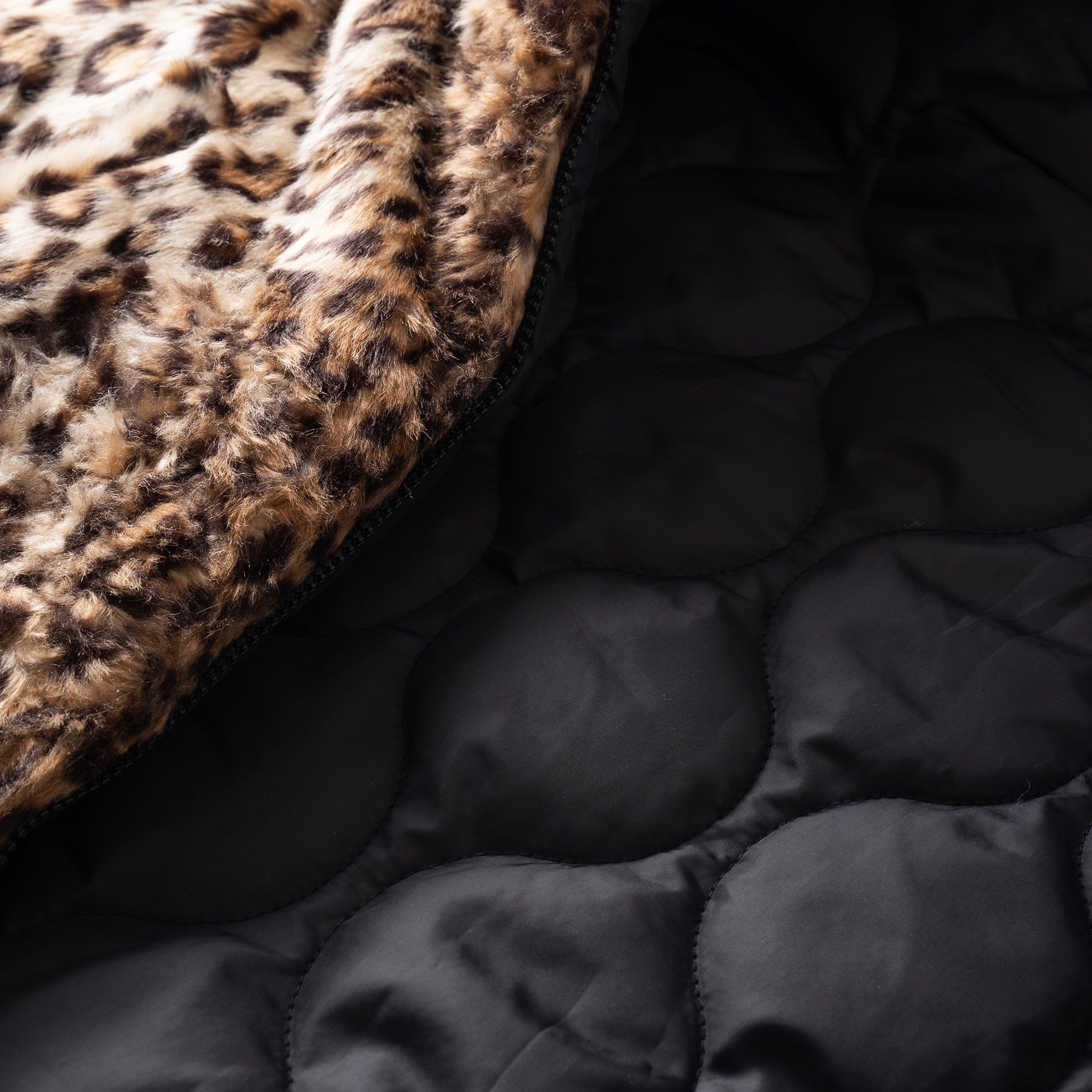 LEOPARD PUFFER JACKET - BROWN